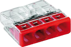 Wago 2273-204 - lasklem transparant / rood 4-voudig doos 100 stuks