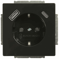 Busch Jaeger 2CKA002011A6300 - wcd randaarde kv + 1xusb-a + 1xusb-c voeding f-antraciet