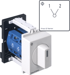 Kraus & Naimer CG8.A221.VE21 - 70009219 - omschakelaar 20a 2pol. 60° 1-2 dinrail mont. frontpl. 45mm