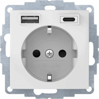 Hager 48048989 - wcd randaarde, usb a+c, steek, berker s.1/b.3/b.7 polarwit glz