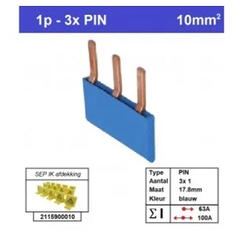SEP Europe p01003b00 - kam 1-fase 3-polig 17,8mm blauw